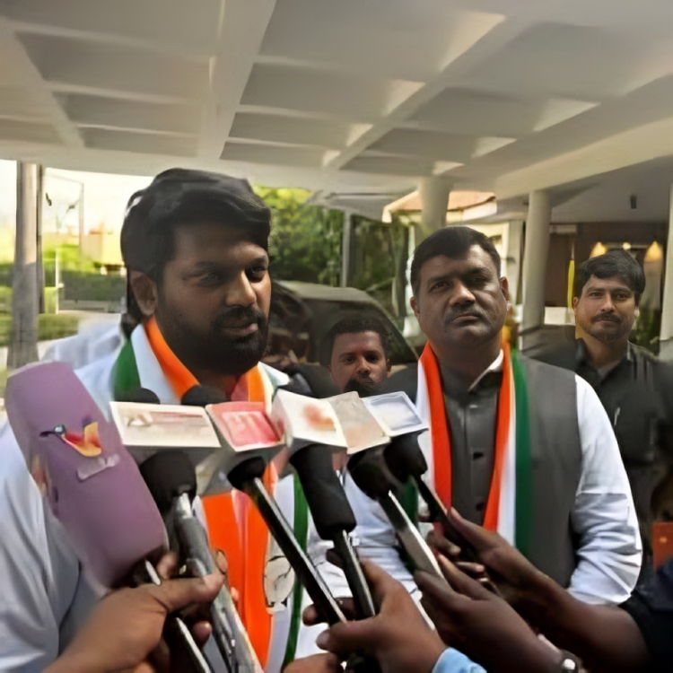 Gouri Satish speaking with the press